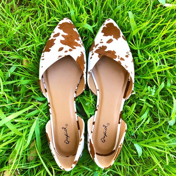 ⚡FINAL PRICE! Brown Cow Print D'Orsay Flats - Picture 2 of 14